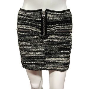 Étoile Isabel Marant Boiled Wool Mini Skirt  Size 0 Black White Grey Zipper